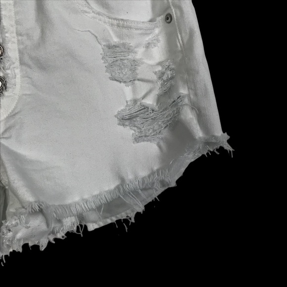 American Eagle White High Rise Distressed Shorts - Picture 4 of 7